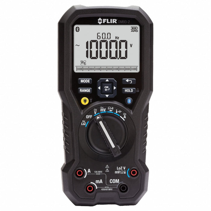 FLIR DM93-2 Digital Multimeter, TRMS, CAT III 1000V/CAT IV 600V, 1,000 V Max AC Volt Measurement, IP54