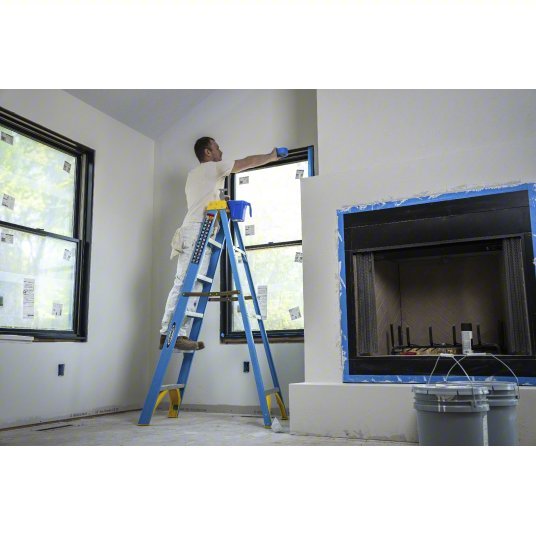 Werner 6006 Stepladder 6 ft Ladder Ht, 5 Steps, 250 lb, 41 1/8 in Base Spread, 22 in Bottom Wd - KVM Tools Inc.KV4W078
