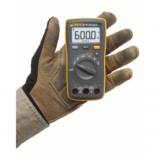 FLUKE - 107 ESP Digital Multimeter CAT III 600V, Avg, 600 V Max AC Volt Measurement, 6,000, LCD - KVM Tools Inc.KV55NR56