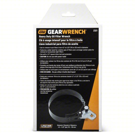 Gearwrench 2321 Oil Filter Wrench Steel Strap, 1 1/2 in Strap Wd, 1/2 in Drive Size - KVM Tools Inc.KV2ZPH5