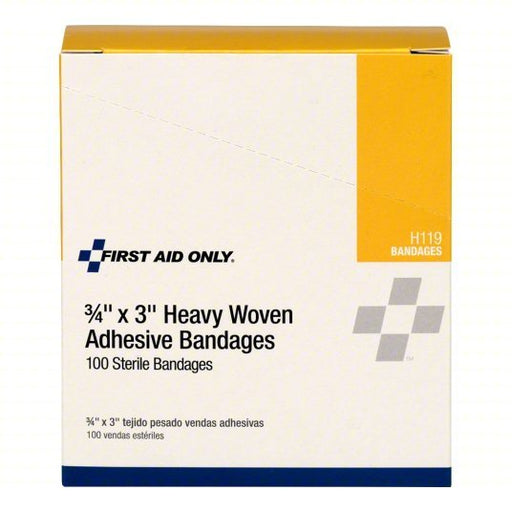First Aid Only H119 Adhesive Bandage Strip Bandages, 3/4 in Wd, 3 in Lg, Not Metal Detectable, Fabric - KVM Tools Inc.KV41CP80