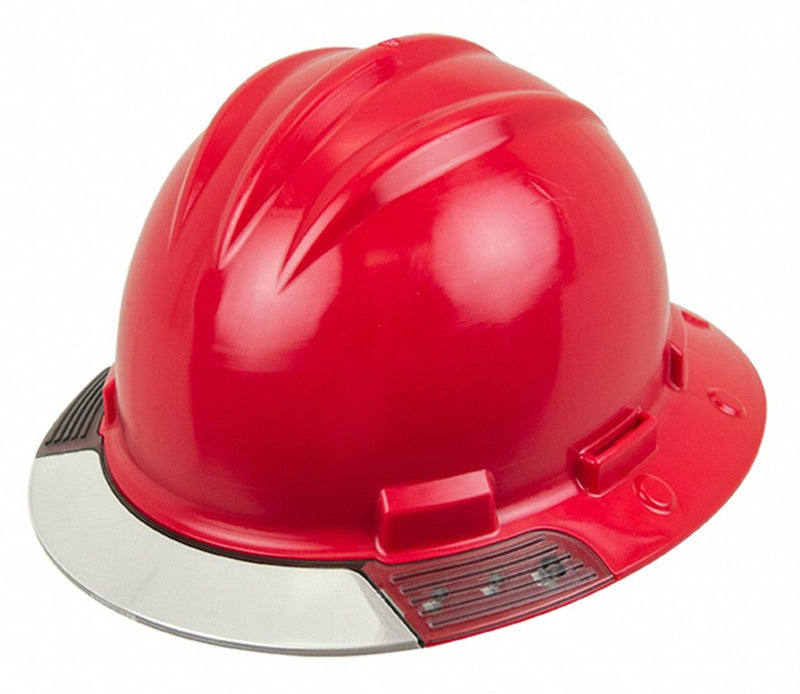 Bullard AVRDRC Hard Hat, Type 1, Class E, Red, Clear Visor, 4 Point Ratchet, Polyethylene, Side-Slots, Red