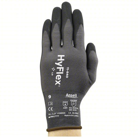 Hyflex 11 - 840 Coated Gloves XS (6), Rough, Foam Nitrile, Palm, Dipped, ANSI Abrasion Level 4, Gray, 1 PR - KVM Tools Inc.KV20KJ44