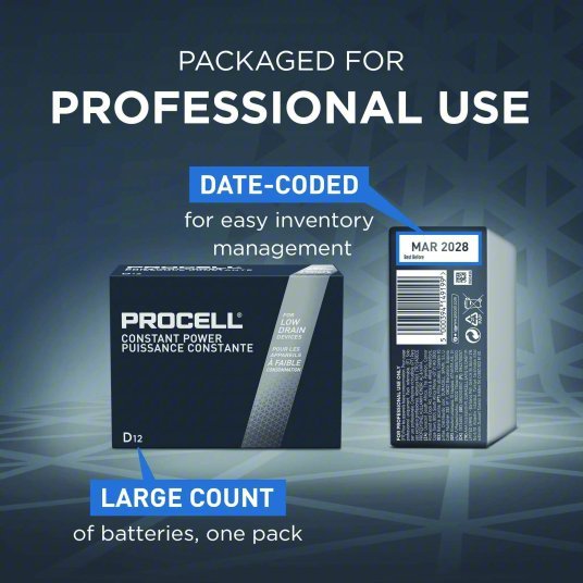 Duracell Procell PC1300 Battery D, Everyday, Alkaline, 1.5V DC, Procell Constant, 12 PK - KVM Tools Inc.KV5LE21