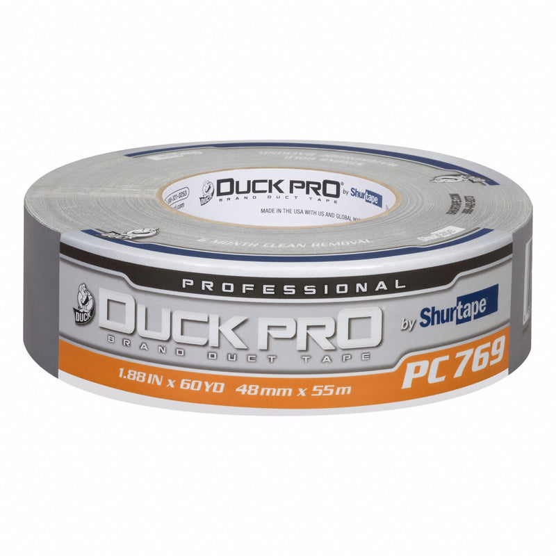Shurtape 105458 Duct Tape, Medium Duty, Silver, 1 7/8 in Wd, 60 1/8 yd Lg, 12.2 mil Thick, PC 769, Rubber