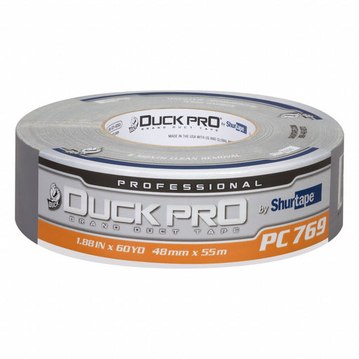 Shurtape 105458 Duct Tape, Medium Duty, Silver, 1 7/8 in Wd, 60 1/8 yd Lg, 12.2 mil Thick, PC 769, Rubber