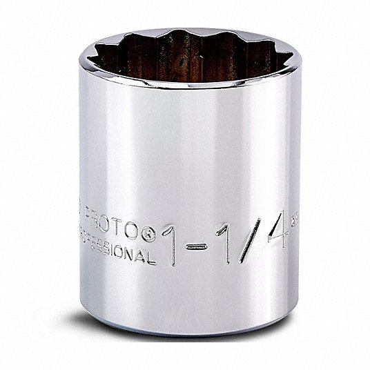Proto J5440H Socket SAE, 1/2 in Drive Size, 1 1/4 in Socket Size, 6 - Point, Std, Chrome, Not Tether Capable - KVM Tools Inc.KV429R88