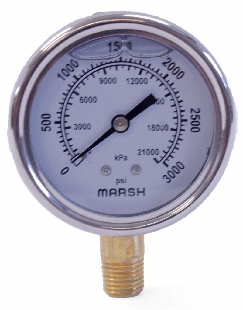 Marsh J7682P Compound Pressure Gauge 5000psi
