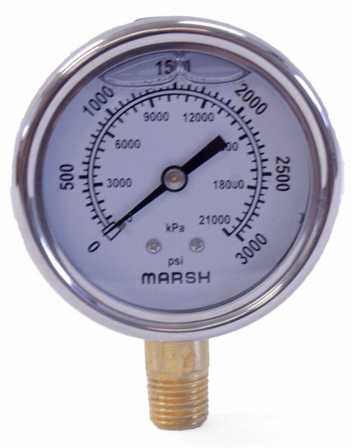 Marsh J7682P Compound Pressure Gauge 5000psi