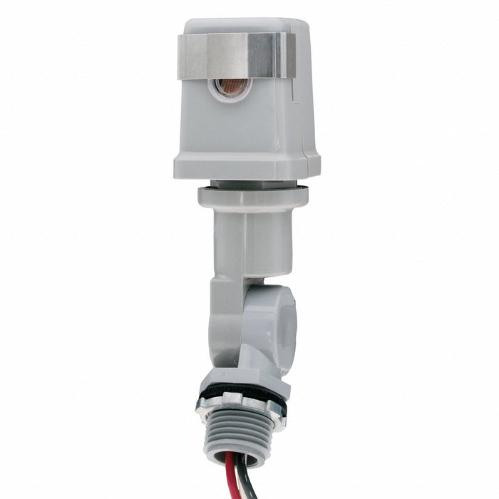 Intermatic K4223C Photocontrol, Thread Stem 1/2 in Mounting, SPST, 208-277V AC, 4150 W Max, Fluorescent/HID/Incandescent, Gray