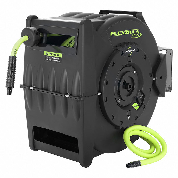 Legacy L8305FZ Retractable Air Hose Reel, 50 ft (3/8 in I.D.), 1/4 in MNPT, 300 psi Max Op Pressure, Includes Hose