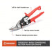 Crescent Wiss M1R Aviation Snip Left, 9 3/4 in Overall Lg, 1 1/2 in Cutting Lg, Steel, Plastic, Steel - KVM Tools Inc.KV4X863