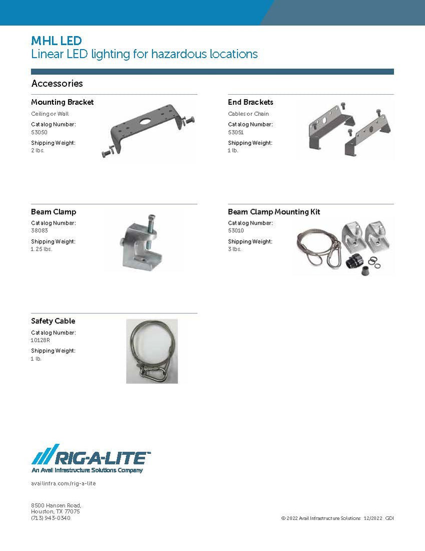 Wire Line Unit Rig Light Rig-A-Lite MHL07LC4UMB Linear LED Lighting, Hazardous Location, 4' 54W ...