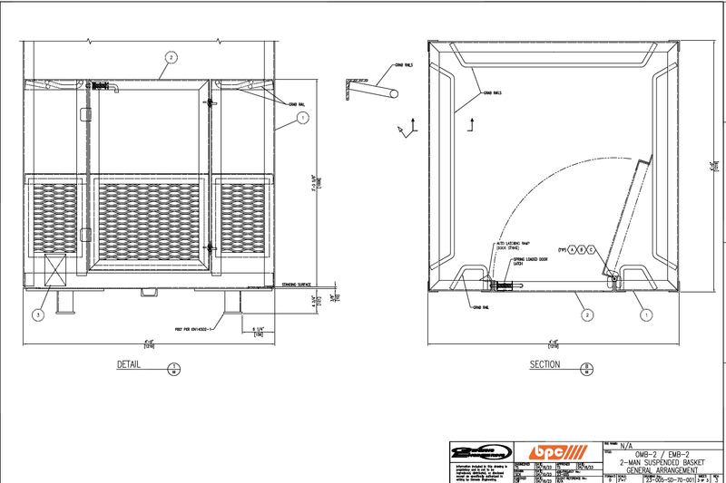 Billy Pugh OMB-2 (2) Person OSHA Man Basket 4' x 4' x 7' Sling Sold Separately - KVM Tools Inc.KVOMB-2