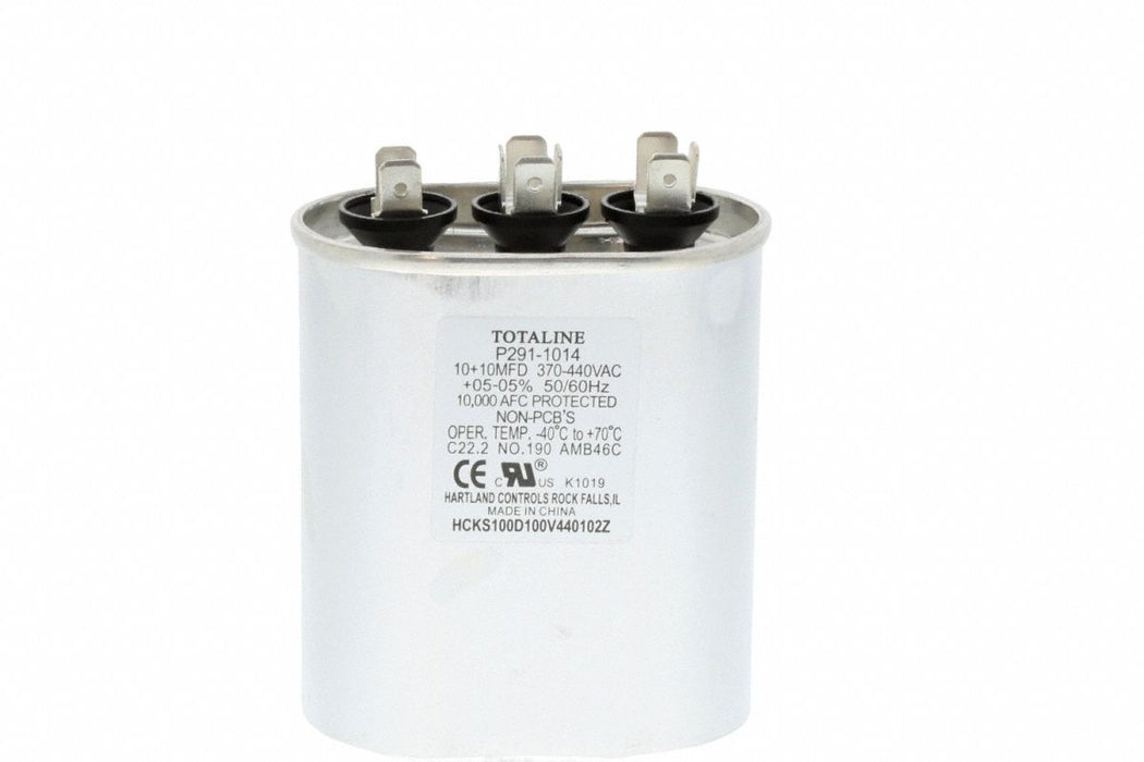 Carrier P291-1014 Oval Capacitor 10/10 MFD 370V