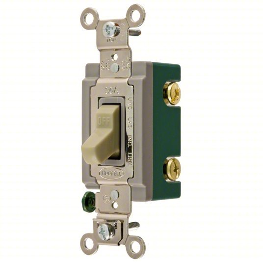 Hubbell HBL3031I Wall Switch Toggle Switch, Single Pole, Ivory, 30 A, Screw Terminals - KVM Tools Inc.KV5Z809