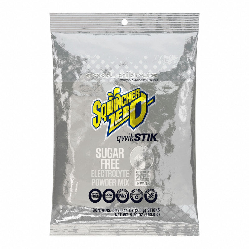 Sqwincher 159060109 Sports Drink Mix, Cool Citrus, Single-Serve, 20 oz Concentrate Per Pack, Sugar-Free, 50 PK