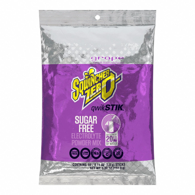 Sqwincher 159060107 Sports Drink Mix, Grape, Single-Serve, 20 oz Concentrate Per Pack, Sugar-Free, 50 PK