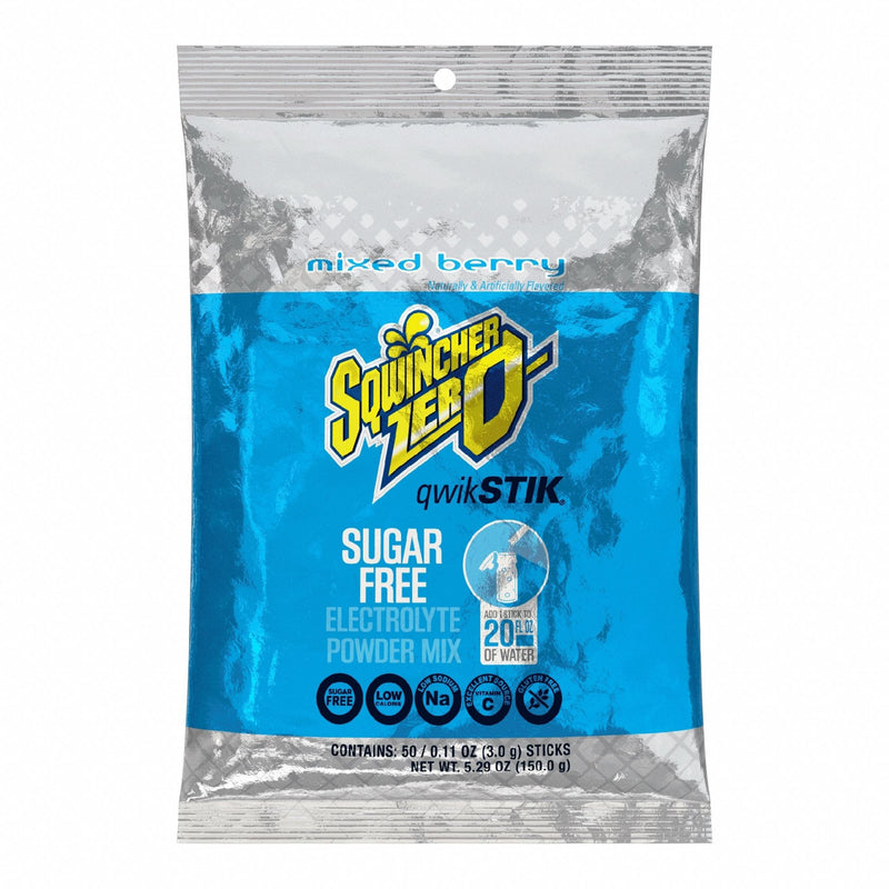 Sqwincher 159060101 Sports Drink Mix, Mixed Berry, Single-Serve, 20 oz Concentrate Per Pack, Sugar-Free, 50 PK