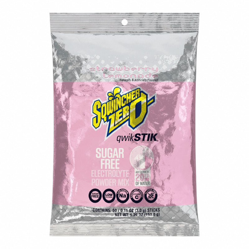 Sqwincher 159060099 Sports Drink Mix, Strawberry Lemonade, Single-Serve, 20 oz Concentrate Per Pack, 50 PK