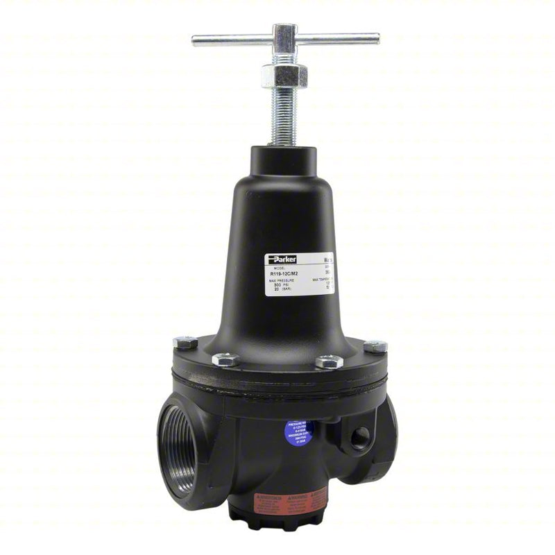 Parker R119 - 12C/M2 Regulator Zinc, 1 1/2 in NPT, 500 scfm, 2 psig to 125 psig, 300 psig Max Op Pressure - KVM Tools Inc.KV807AU3