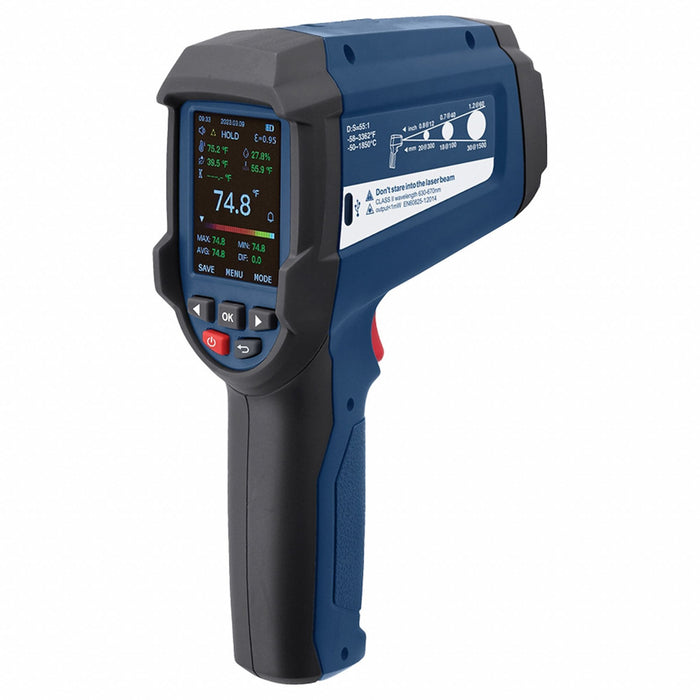 Reed Instruments R2340-NIST Infrared Thermometer w/ NIST Calibration, Single-Dot Laser, Adj 0.10 to 1.00, -58 to 3362°F, 55:1, USB