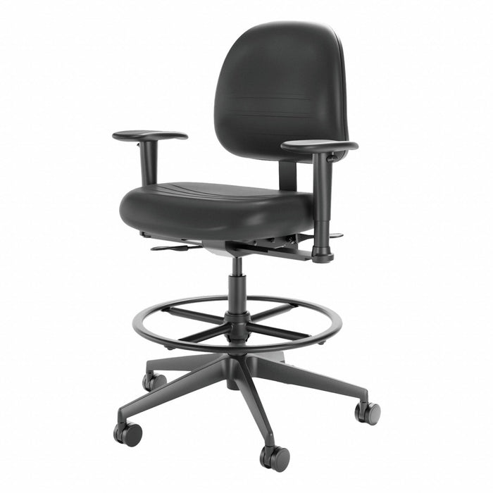 Cramer RPMH2-252-2B Rhino Plus Intensive Task Chair, Adjustable Arms, 350 lb Capacity, 22-3/4 in to 33-1/4 in Seat Ht, Black Polyurethane
