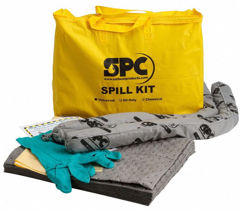 Brady SPC Absorbents SKA-PP-TAA Universal Spill Kit, 5 gal Volume, Bag, Yellow