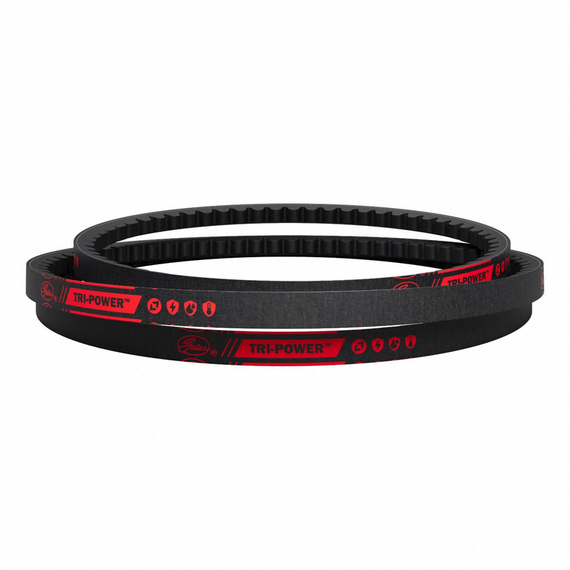 Gates AX43 Tri-Power Cogged Classical V-Belt, 45 in Outside Length, 1/2 in Top Width, 0.313 in Thick, AX Section, Ethylene Elastomer, Black, Raw Edge