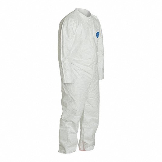 Dupont TY120SWH3X002500 Coveralls 3XL, Tyvek® 400, Open Wrist, Open Ankle, White, Serged Seam, 25 PK