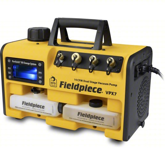 Fieldpiece VPX7 Vacuum Pump 10 cfm, 15 micron Ultimate Vacuum, 120V AC, A2L Compatible, Male, SAE - KVM Tools Inc.KV819P21
