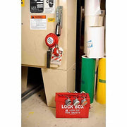 Brady 65699 Group Lockout Box Steel, Red, 6 in x 8.9 in 3.5 in, Portable, Hinged, 13 Padlocks - KVM Tools Inc.KV1D677
