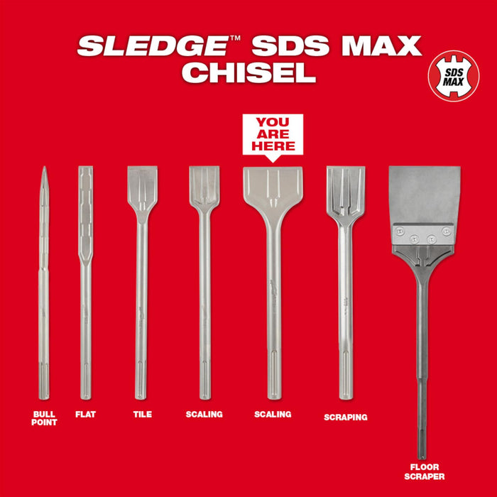 Milwaukee Hand Chisel Milwaukee 48-62-4087 3 in x 12 in SLEDGE SDS-MAX Scaling Chisel — KVM ...