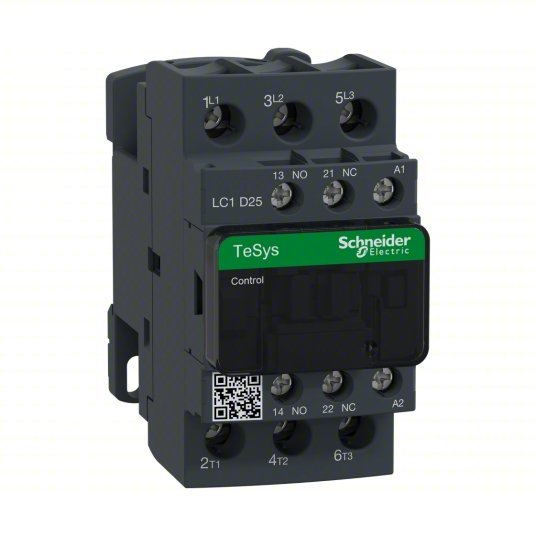 Schneider LC1D25G7 IEC Magnetic Contactor Non - Reversing, 3 Poles, 25 A, 120V AC Coil, 1NO/1NC - KVM Tools Inc.KV3DY44