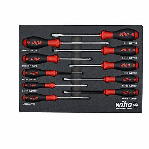 Wiha 30280 Screwdriver Set 1 - 10 Pieces, 10 Pieces, Phillips/Slotted Tip, Cushion Grip, Box - KVM Tools Inc.KV833DL9