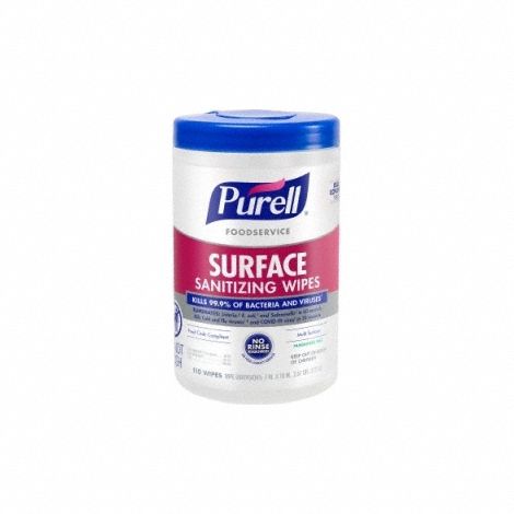 Purell 9341-06 Sanitizing Wipes, Canister, Ready to Use, Wipe, Alcohol, 10 in x 7 in Sheet Size, 6 PK