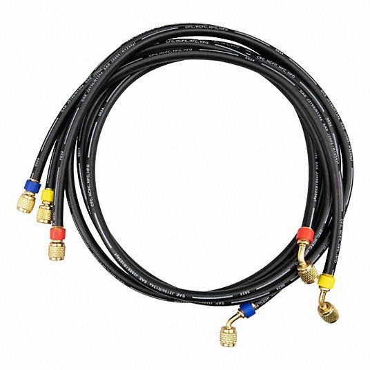 Testo 0554 2113 Hose Set 5 ft Lg, 45° Angle, Black/Blue/Red/Yellow, Rubber, 3 Hoses, Ball Valve