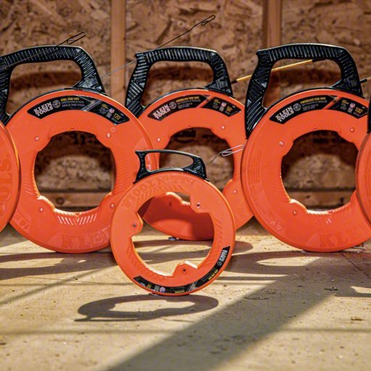 Klein 56331 Steel Fish Tape 50 ft Lg, Flat Tape Shape, Formed Hook End Style, 7 in Case Dia - KVM Tools Inc.KV806FF7