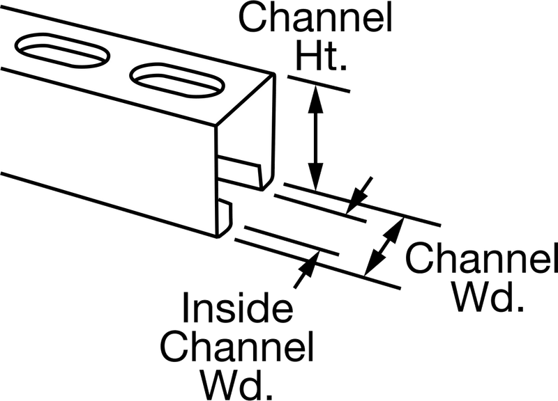 McMaster 3310T57 Standard Strut Channel, with 1-1/8" Long Slotted Holes, Zinc-Plated Steel, 10 ft Long, 1-5/8" × 1-5/8"