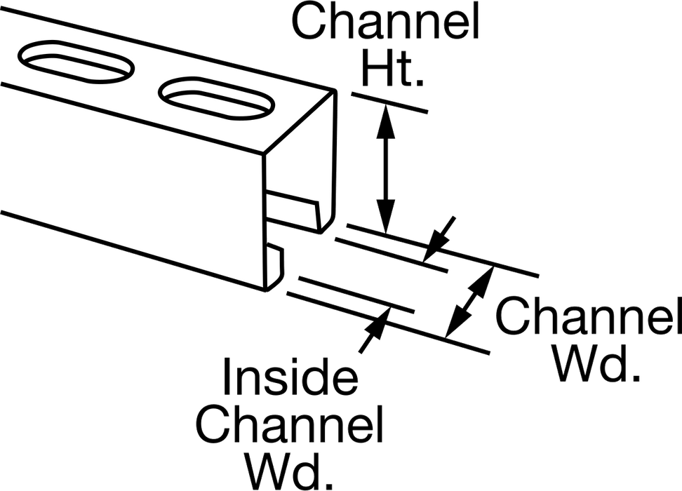 McMaster 3310T57 Standard Strut Channel, with 1-1/8" Long Slotted Holes, Zinc-Plated Steel, 10 ft Long, 1-5/8" × 1-5/8"