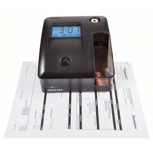 Pyramid 3600SS Time Clock Punch Clock Type, Digital, Black, 5 3/4 in Ht, 6 1/8 in Wd, 6 3/4 in Dp - KVM Tools Inc.KV25KK02