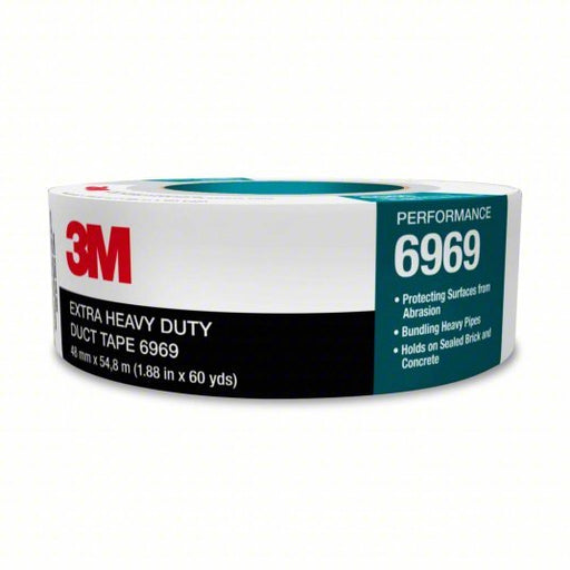 3M 6969 Duct Tape Heavy Duty, 2 in x 60 yd, Silver, Continuous Roll, Pack Qty 1 - KVM Tools Inc.KV15F769