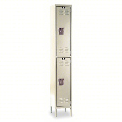 Hallowell U1256 - 2A - PT Wardrobe Locker 12 in x 15 in x 66 in, Louvered, 2 Tiers, 1 Units Wide, Padlock Hasp, Tan - KVM Tools Inc.KV1AEG6
