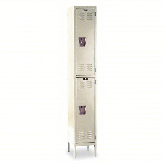 Hallowell U1256 - 2A - PT Wardrobe Locker 12 in x 15 in x 66 in, Louvered, 2 Tiers, 1 Units Wide, Padlock Hasp, Tan - KVM Tools Inc.KV1AEG6