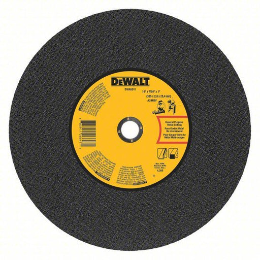 DeWalt DWA8011 Abrasive Cut - Off Wheel Type 1, 14" x 7/64" x 1", Aluminum Oxide, 24 Grit, A24R - KVM Tools Inc.KV120V95
