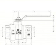 Apollo 77F10701 Manual Two - Way Ball Valve 1 1/2 in, Brass, Straight, FNPT x FNPT, Full Port Ball Port, Lever - KVM Tools Inc.KV804Z83