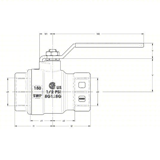 Apollo 77F10701 Manual Two - Way Ball Valve 1 1/2 in, Brass, Straight, FNPT x FNPT, Full Port Ball Port, Lever - KVM Tools Inc.KV804Z83