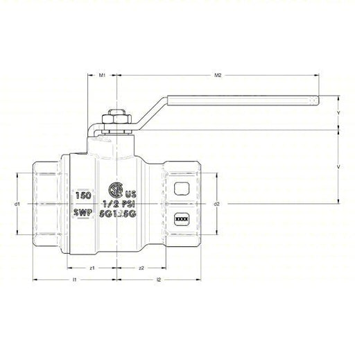 Apollo 77F10501 Manual Two - Way Ball Valve 1 in, Brass, Straight, FNPT x FNPT, 600 psi Max. Pressure - KVM Tools Inc.KV804Z81