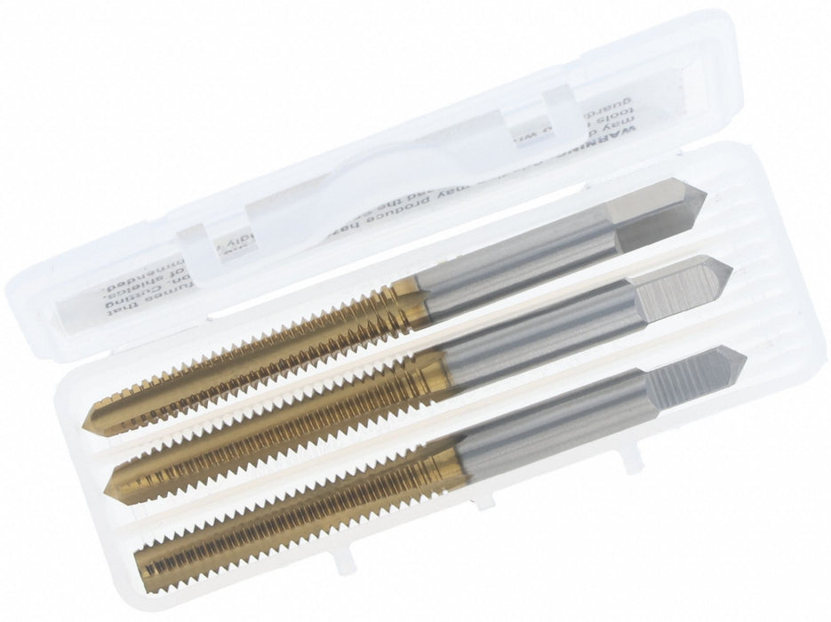 Chicago-Latrobe 343508 Hand Tap Kit, M5 x 0.8 Metric, 3-Piece (Bottoming/Plug/Taper), TiN HSS, 4-Flute