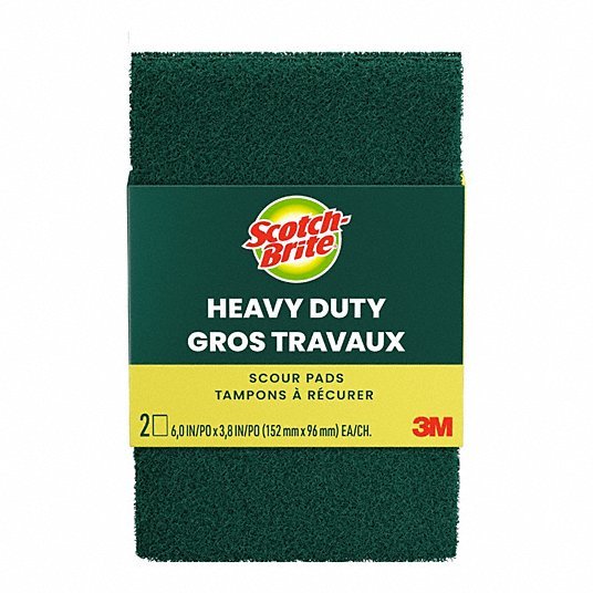 Scotch - Brite 222 Scotch - Brite Heavy Duty Scour Pad Synthetic Fiber, 6 in Lg, 3 3/4 in Wd, 2 PK - KVM Tools Inc.KV874KZ4